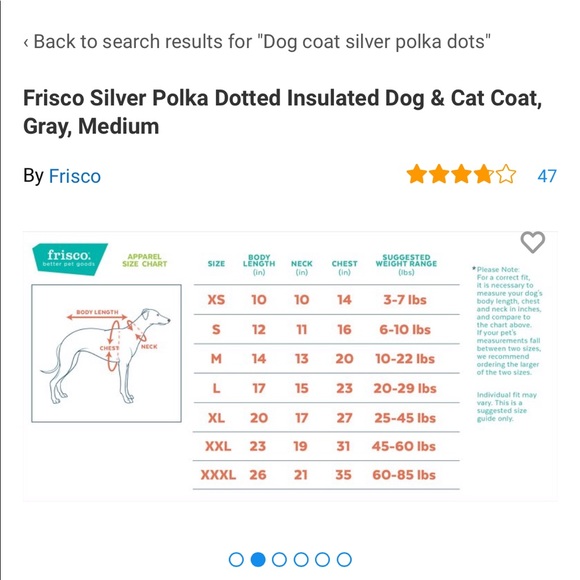 Dog Coat-Grey with silver Polka Dots-Size Small - Picture 14 of 15